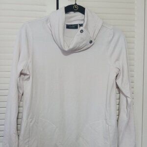 SUSAN GRAVER Weekend Plush Knit Funnel Neck Top w/ Buttons Off White XXS - S